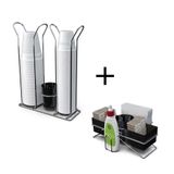 Kit Café Com Suporte Para Sache E Porta Copos Preto
