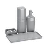 Conjunto Organizador Para Banheiro 4 Peças Cinza Coza