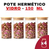 Kit Potes De Vidro Herméticos 150ml - 4 Unidades