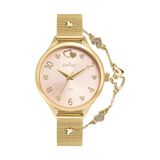 Relógio Condor Feminino Dourado Com Pulseira De Esteira