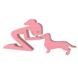 Menina E Salsicha Cachorro Pet Decoração 3d