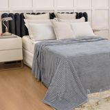 Manta Casal Soft Lavive Canelada 1,80x2,30m Lisa Cinza