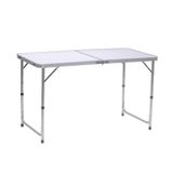 Mesa de Camping Dobrável de Alumínio 120cm x 60cm Branca