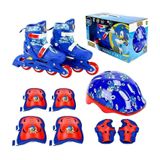Patins Sonic Inline E Triline Com Kit De Proteção 32-35