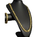 Cordão + Pulseira 13mm Dubai Supremo Banhado A Ouro 18k