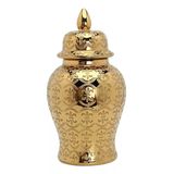 Vaso Decorativo Dourado Grande Porcelana Chinesa 49x26