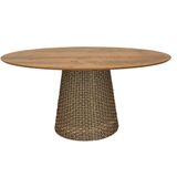 Mesa De Jantar Cone Oval 198x122 Cm Tampo Antíqua Base Fibra Sintética Cor Marrom