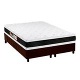 Cama Box Queen: Colchão Espuma Castor D45 Black E White Double Face + Base Crc Suede Brown(158x198)