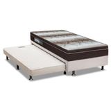 Cama Box Baú C/auxiliar Solteiro: Colchão Ortopédico Ortobom Light + Base Crc Courano White(88x188)