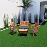 Conjunto Para Jardim Curvato De Madeira Eucalipto 4 Peças Amadeirado/azul