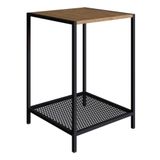 Mesa Lateral Industrial York Artesano Quadrada 40 Cm (largura) Em Mdp Vermont Base Aço Preto