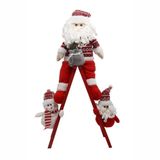 Escada De Natal Decorativa Em Poliéster Com Boneco 65cm Papai Noel