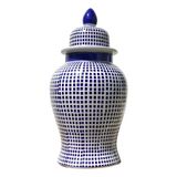 Vaso Grande Decorativo Porcelana Azul E Branca 65cm Altura