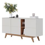 Balcão Aparador Buffet Rebeca C05 Off White/freijó - Mpozenato