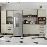 Cozinha Compacta 7 Peças 8 Portas 8 Gavetas Evolution Plus Tannat/legno Crema