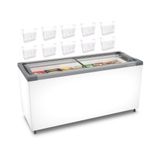 Kit - Freezer Horizontal Tampa De Vidro 404 Litros Nf55 220v + 10 Cestos Nextgen Branco 220v