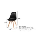 Cadeira Charles Eames Leda Wood Estofa Preto