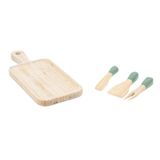 Kit Jogo De Utensílios E Tábua De Corte Em Bambu 4pç - Oikos