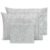 Lençol Casal Estampado Percal Flex 400 Fios - Flores Cinza