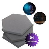 Espuma Acustica Hexagonal Anti Ruido 30x2cm Kit Com 4 Placas