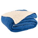 Cobertor Casal King Canadá 1 Peça Manta Sherpa Azul Royal