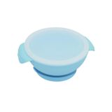 Tigela De Silicone Infantil Com Tampa E Base De Sucção Azul Oxford