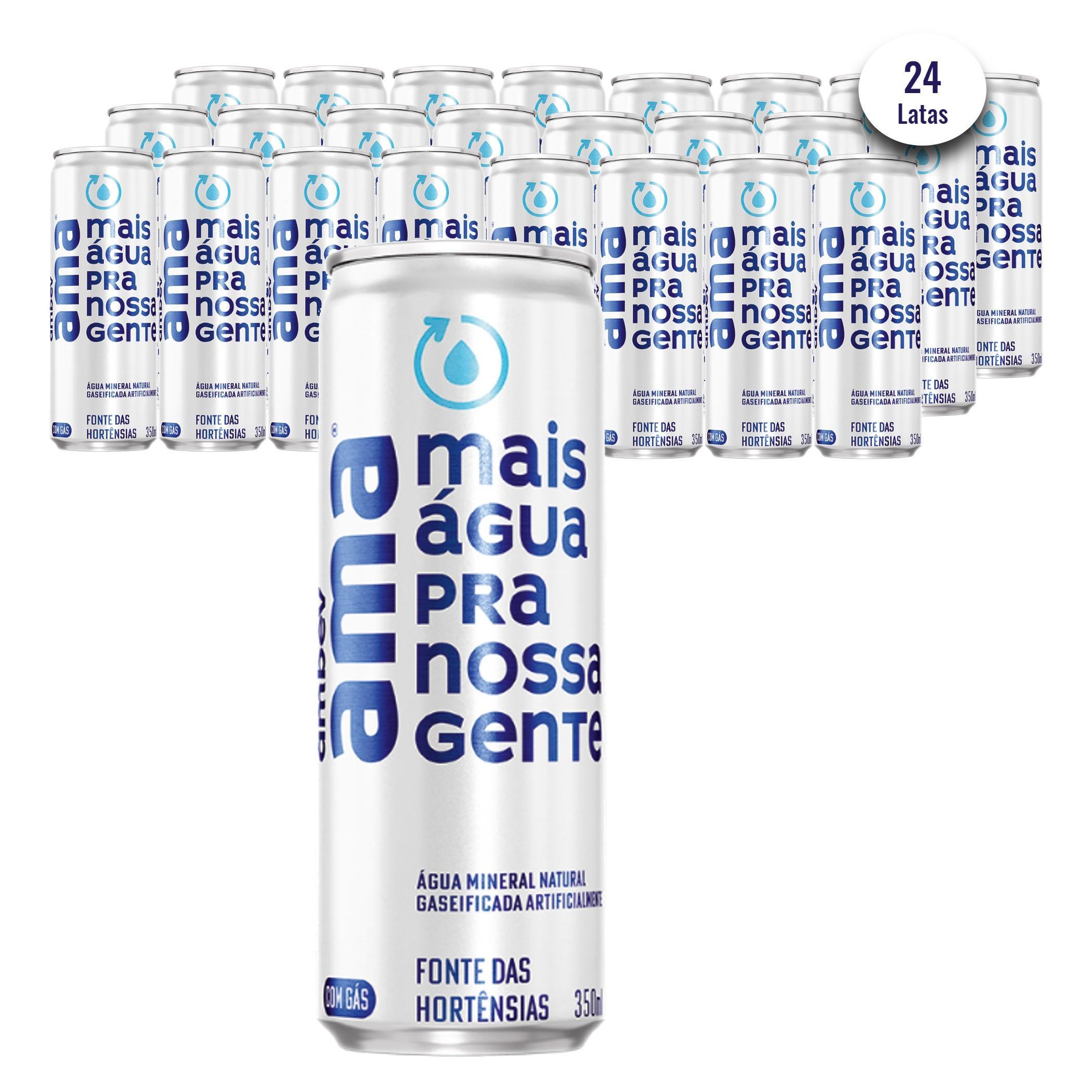 Água Mineral Com Gás Ama Lata Sleek 350ml (24 Latas)