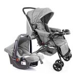 Travel System Duo Reverse Cinza Com Bebê Conforto Cosco Kids