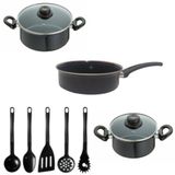 Conjunto Jogo Panelas 8 Peças Esmaltada Indução Cooktop Jjb