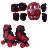Patins 4 Rodas Vermelho Com Kit De Proteção Elite Tm:28/31