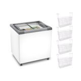 Kit - Freezer Horizontal Tampa De Vidro 144 Litros Nf20 127v + 4 Cestos Nextgen Branco 127v