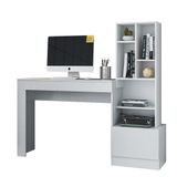 Escrivaninha Mesa De Computador Lion Com Estante E 1 Gaveta Branco Fosco Branco Fosco