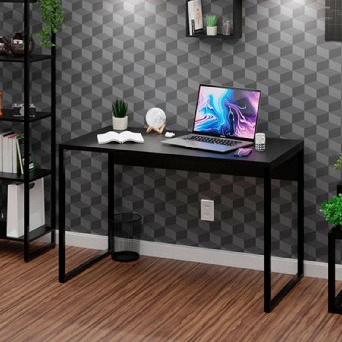 Mesa Para Escritório Escrivaninha Diretor Estilo Industrial 120cm Preto