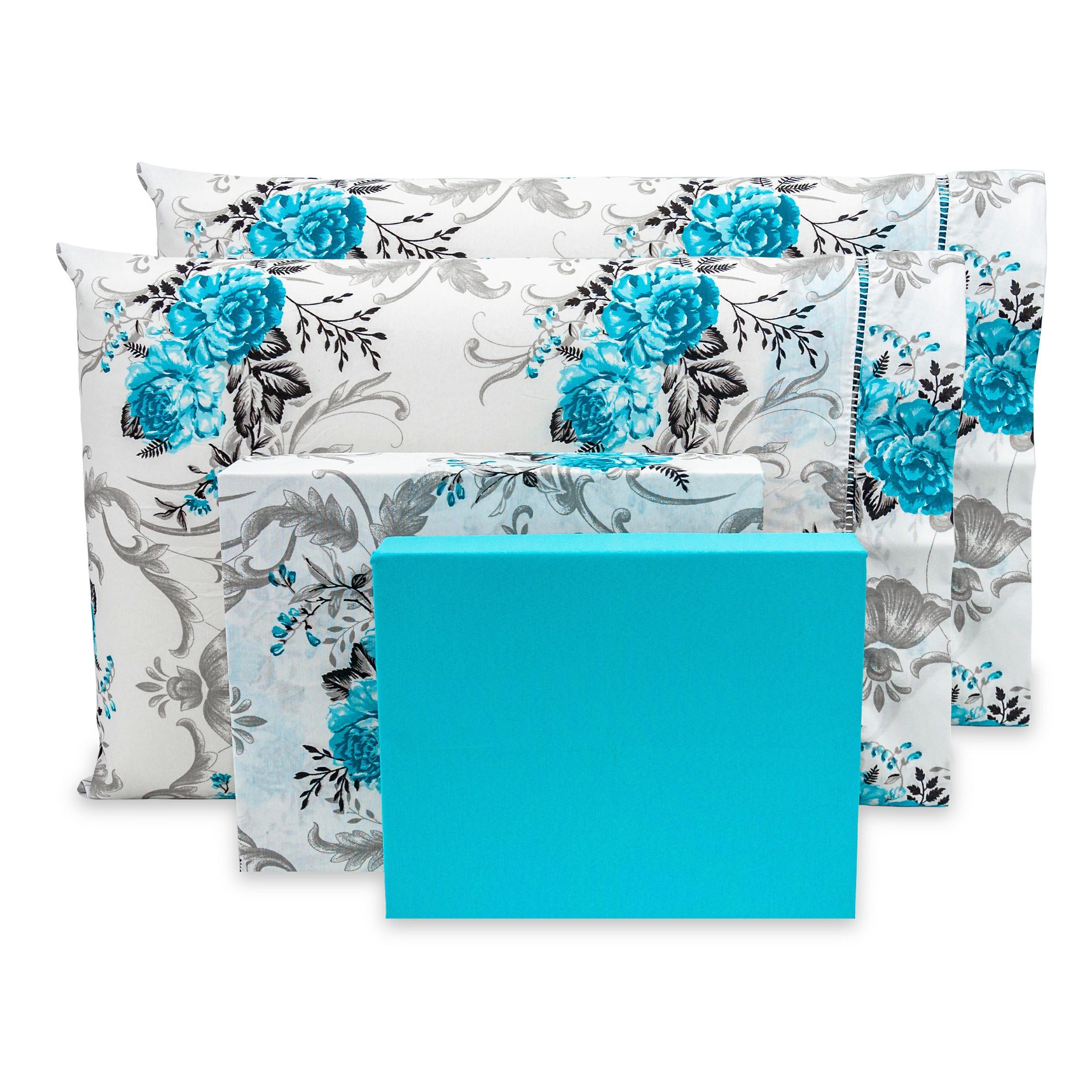 Lençol Super King Estampado - 180 Fios - Flores Tiffany