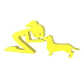Menina E Salsicha Cachorro Pet Decoração 3d
