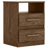 Mesa De Cabeceira 2 Gavetas 7093 Castanho Wood Avela Wood Off White Flex Moval Castanho