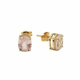 Brinco Turmalina Rosa Oval Em Ouro 18k