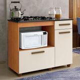 Balcão Para Cooktop 4 Bocas 2 Portas 1 Gaveta Violeta Kaiki Móveis Nature/off White