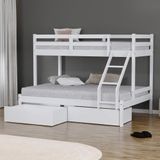 Beliche Com Cama Casal Slim Com 02 Gavetas Madeira Maciça Branco Housin