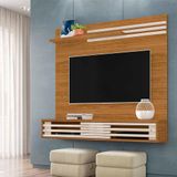 Painel Tv Até 55&#39;&#39; Bancada Suspensa Frizz Sublime Com Luminária Led Naturale E Off White - Madetec