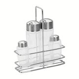 Galheteiro Porta Vinagre E Azeite Ciclo Em Vidro E Aço Inox Com Alça 4 Peças - Tramontina 61533020