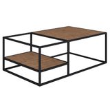 Mesa de Centro Com Prateleira Estilo Industrial Steel Quadra Vermont Base Preta - Artesano