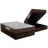 Cama Box Baú Casal: Colchão Anatômico Ortobom D45 / Ep Iso 150 Mega Firmebase Suede Brown(138x188)