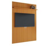 Painel Para Tv Até 55 Polegadas 1,35x2,40m Ripado Com Prateleira Arbo Cedro Edn Nature