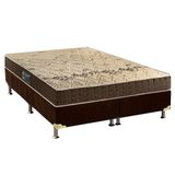 Cama Box Queen: Colchão Espuma Anjos D28 Confort + Base Crc Suede Brown(158x198)