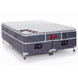 Cama Box + Colchão Castor King Super Luxo Light Stress One Face Pocket 193x203x54cm