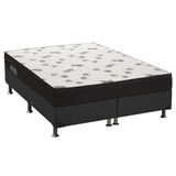 Cama Box Queen: Colchão Espuma Ortobom D45 Light + Base Crc Suede Black(158x198)