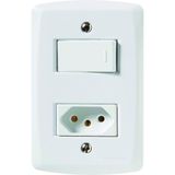 Conjunto 4x2 Com 1 Interruptor Simples 10 A 250 V E 1 Tomada 2p+t 10 A 250 V Lux2 Branco