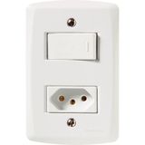 Conjunto 4x2 Com 1 Interruptor Paralelo 10 A 250 V E 1 Tomada 2p+t 10 A 250 V Lux2 Branco