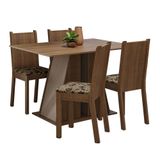 Conjunto Sala De Jantar Mesa Tampo De Madeira 4 Cadeiras Rustic/crema/bege Marrom Marilyn Madesa Rustic/crema/bege Marrom
